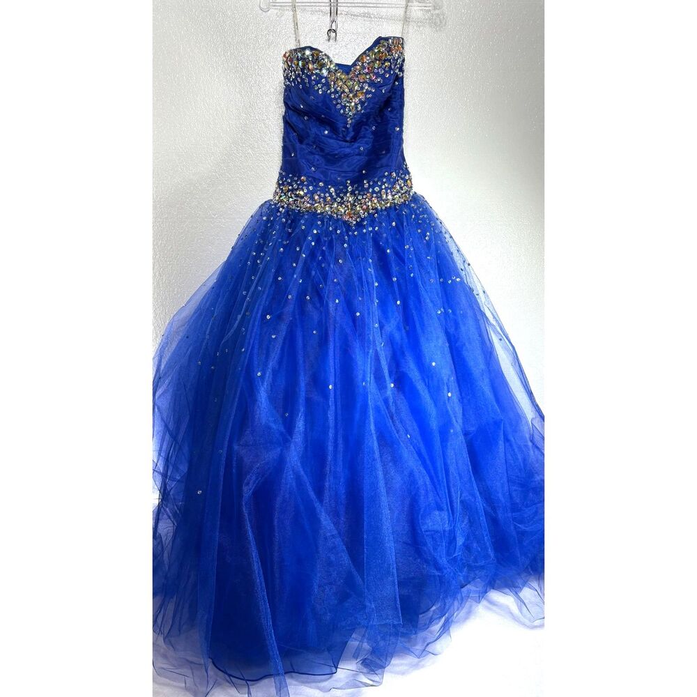 Studio 17 Prom Homecoming Pageant Boutique Dress Size 2 Royal Blue Rhinestone